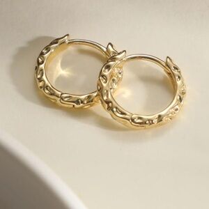 Hammered Gold Huggie Hoop Earrings